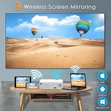 Load image into Gallery viewer, WiFi Projector Support 5.0 Bluetooth transmitter, WiMiUS K2 Mini Projector 1080P and 4K Support, 300’’ Screen Zoom Compatible with Smartphone (Wirelessly) PC TV Stick Chromecast PS5
