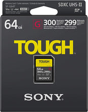 Load image into Gallery viewer, Sony TOUGH-G series SDXC UHS-II Card 64GB, V90, CL10, U3, Max R300MB/S, W299MB/S (SF-G64T/T1), Black
