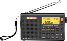 Load image into Gallery viewer, SIHUADON R108 Portable Radio AM FM SW LW Airband Full Band DSP Radio Battery Operated with Headphone Antenna Jack Sleep Time and Alarm Clock 500 Memory Preset Good Gift for Parents by RADIWOW (Black)
