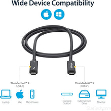 Load image into Gallery viewer, StarTech.com Active 40Gbps Thunderbolt 3 Cable - 3.3ft/1m - Black - 5k 60Hz/4k 60Hz - Certified TB3 Charger Cord w/ 100W Power Delivery (TBLT3MM1MA)
