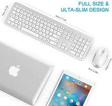 Load image into Gallery viewer, Wireless Keyboard and Mouse Combo - Full Size Slim Thin Wireless Keyboard Mouse with Numeric Keypad with On/Off Switch on Both Keyboard and Mouse - White &amp; Silver
