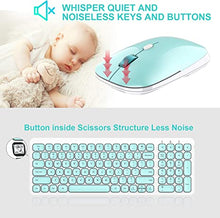 Load image into Gallery viewer, Wireless Keyboard Mouse Combo, cimetech Compact Full Size Wireless Keyboard and Mouse Set Less Noise Keys 2.4G Ultra-Thin Sleek Design for Windows, Computer, PC, Notebook, Laptop - (Aqua Green)
