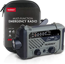 Load image into Gallery viewer, Tenergy Multifunctional Hand Crank Weather Radio with LED Flashlights, SOS Alarm, Cell Phone Charger, AM/FM/NOAA Radio Frequencies, Ideal for Emergencies
