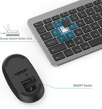 Load image into Gallery viewer, Wireless Keyboard and Mouse Combo - Full Size Slim Thin Wireless Keyboard Mouse with Numeric Keypad 2.4G Stable Connection Adjustable DPI (Grey &amp; Black)
