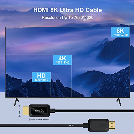 Fiber Optic 8K HDMI 2.1 Long Cable, Ultra High Speed for Gaming Monitor PS5  Xbox