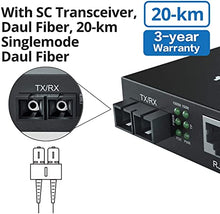 Load image into Gallery viewer, Gigabit Ethernet Media Converter, Single Mode Dual SC Fiber, 1000Base-LX to 10/100/1000Base-Tx, up to 20km, Pack of 2
