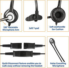 Load image into Gallery viewer, Wantek Corded Telephone Headset Mono w/Noise Canceling Mic + Quick Disconnect Compatible with ShoreTel Polycom Zultys NEC Aspire Dterm Nortel Norstar Meridian Siemens ROLM Landline Deskphones(600QS2)
