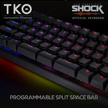 Load image into Gallery viewer, KINESIS Gaming TKO Mechanical Keyboard | Linear Kailh Box Red Switches | 60% Layout | Split Spacebar | Hotswap | PBT Keycaps | Aluminum Body | SF Shock Limited Edition Travel Case
