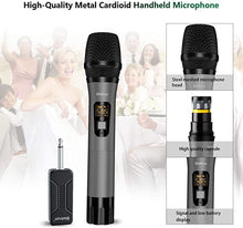 Load image into Gallery viewer, Bietrun Wireless Microphone, UHF Metal Dynamic Handheld Karaoke Mic with Rechargeable Receiver (Work 6hs), 160ft Range, For Karaoke Machine Singing, Amplifier Speaker, Mixer, iphone, Camera, Interview
