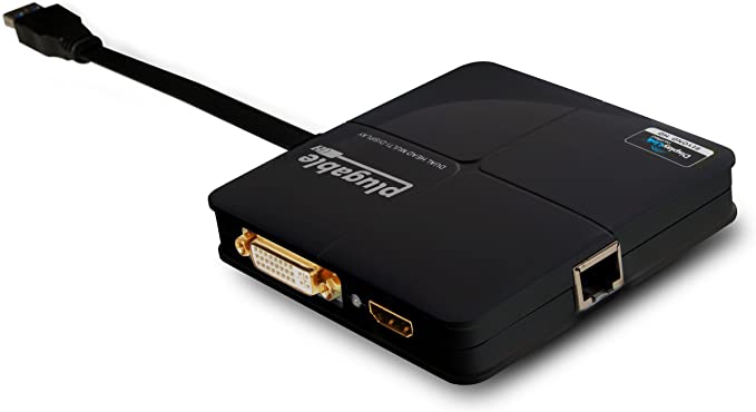 Plugable USB 3.0 Universal Mini Laptop Docking Station for Windows and Mac (Dual Video HDMI and DVI/VGA, Gigabit Ethernet)