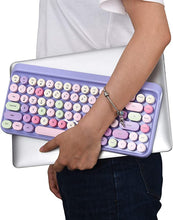 Load image into Gallery viewer, UBOTIE Portable Bluetooth Colorful Computer Keyboards, Wireless Mini Compact Retro Typewriter Flexible 84Keys Design Keyboard (Purple-Colorful)
