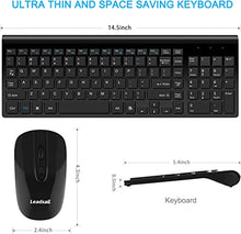 Load image into Gallery viewer, Wireless Keyboard and Mouse Combo, LeadsaiL Compact Quiet Full Size Wireless Keyboard and Mouse Set 2.4G Ultra-Thin Sleek Design for Windows, Computer, Desktop, PC, Notebook, Laptop (Light Black)
