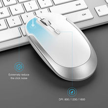 Load image into Gallery viewer, Wireless Keyboard and Mouse Combo - Full Size Slim Thin Wireless Keyboard Mouse with Numeric Keypad with On/Off Switch on Both Keyboard and Mouse - White &amp; Silver
