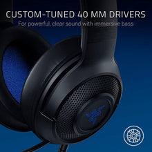 Load image into Gallery viewer, Razer Kraken X Ultralight Gaming Headset: 7.1 Surround Sound - Lightweight Aluminum Frame - Bendable Cardioid Microphone - for PC, PS4, PS5, Switch, Xbox One, Xbox Series X|S, Mobile - Black/Blue
