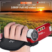 Load image into Gallery viewer, Handheld Video Camcorder 1080P FHD 16x Digital Zoom, Trabar DV Digital Camera with COMS Sensor, Built-in Speaker, 270 ° Rotary Screen, Video Camera(Red)
