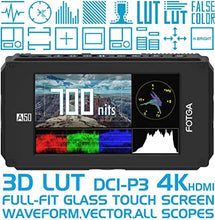 Load image into Gallery viewer, Fotga A50TL 5inch FHD IPS DCI-P3 Wide Color Gamut Touchscreen Video Cinema DSLR Camera Field Monitor,Waveform,Vector,All Waves,3D LUT,FHD,700nit,1920x1080 HDMI 4K Input/Output,Dual Battery Plate
