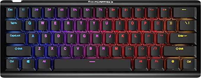 KINESIS Gaming TKO Mechanical Keyboard | Linear Kailh Box Red Switches | 60% Layout | Split Spacebar | Hotswap | PBT Keycaps | Aluminum Body | SF Shock Limited Edition Travel Case