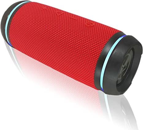 Morpheus 360 Sound Ring Wireless Portable Speakers - Waterproof Bluetooth Speaker - 12W Loud (Red, Black)