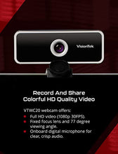 Load image into Gallery viewer, VisionTek VTWC20 Full HD (1080P 30FPS) Webcam, for Windows, Mac, Linux, &amp; Chromebook, Computer Video Camera W/Digital Microphone, Fixed Focus Lens W/Auto Focus, Privacy Cover, 77 Degree Viewing Angle
