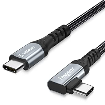 USB C to USB C 3.1 Gen 2 Cable 6ft 90-Degree Fasgear Type C 100W Cord 4K@60Hz Video Output 5A Power Delivery Charging Wire Compatible for MacBook,iPad Pro,Pixelbook,Oculus Link,T5 LaCie SSD (Black)