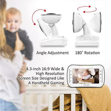 Load image into Gallery viewer, Video Baby Monitor, 4.3&quot; High Resolution Display, 2 Cams for 2 Rooms, 18-Hour Battery Life, 1000ft Range, 2-Way Communication, Secure Privacy Wireless Technology
