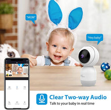 Load image into Gallery viewer, Baby Monitor Camera, NGTeco WiFi Pet Camera Indoor 360 Degree Wireless IP Camera, 1080P Home Security Cameras, Night Vision, 2 Way Audio, Motion Detection Work with Alexa Google Assistant
