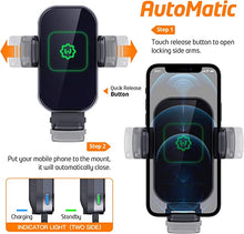 Load image into Gallery viewer, Wireless Car Charger, (New Version Automatic Arms) WixGear Auto-Clamping Fast Wireless Car Charger, Phone Holder for Car, 15W Qi Fast ChargingCompatible with iPhone 13 12 Mini 11 Pro Max,Samsung S21
