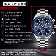 Load image into Gallery viewer, BENYAR Mens Watches Quartz Chronograph Business Luxury Brand Waterproof Wristwatches Fashion Brown Leather Watches for Men
