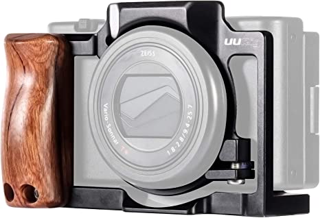 UURig ZV1 Camera Cage for Sony ZV-1 Camera, Video Shooting Cage Filming Accessories Cold Shoe Extension for Microphone/Light w Wooden Handle Grip, Vlogger Content Creator Must Have Case