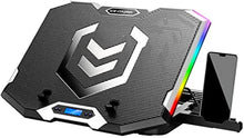 Load image into Gallery viewer, ICE COOREL RGB Laptop Cooling Pad 15 -17.3 Inch, Gaming Laptop Cooler Pad, Laptop Cooling Stand with 6 Quiet Fans and 6 Height Adjustable, LCD Screen and RGB Light, Two USB Ports and One Phone Stand
