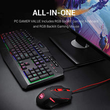 Load image into Gallery viewer, Redragon S101 Wired Gaming Keyboard and Mouse Combo RGB Backlit Gaming Keyboard with Multimedia Keys Wrist Rest and Red Backlit Gaming Mouse 3200 DPI for Windows PC Gamers (White)
