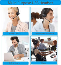 Load image into Gallery viewer, USB Headset with Microphone Noise Cancelling Binaural, Wired PC Headphone w/Mic Mute Volume Control for Office Business Phone Call Skype Chat Microsoft Teams Voice Recognition Speech Dictation
