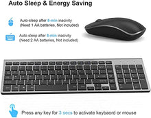 Load image into Gallery viewer, Wireless Keyboard and Mouse,J JOYACCESS 2.4G Ergonomic and Slim Wireless Computer Keyboard Mouse Designed for Windows, PC, Laptop,Tablet - Black Grey
