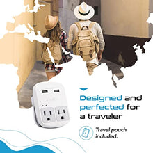 Load image into Gallery viewer, European International Travel Adapter Plug Kit Grounded Dual USB - 2 USA Outlets Input Plugs for Europe, Asia, China, Usa, South America, and More - Surge Protection by Ceptics
