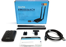 Load image into Gallery viewer, ?New Version Type-C WiFi USB? ALFA AWUS036ACH ?Type-C? Long-Range Dual-Band AC1200 Wireless USB Wi-Fi Adapter w/2x 5dBi External Antennas – 2.4GHz 300Mbps/5GHz 867Mbps – 802.11ac &amp; A, B, G, N
