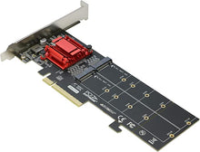 Load image into Gallery viewer, Dual NVMe PCIe Adapter, RIITOP M.2 NVMe SSD to PCI-e 3.1 x8/x16 Card Support M.2 (M Key) NVMe SSD 22110/2280/2260/2242/2230
