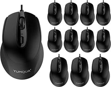 Load image into Gallery viewer, YUMQUA G222 Computer Mouse Wired 12 Pack, Office &amp; Home Silent USB Optical Corded Mouse Mice with 2 Adjustable DPI, for PC Mac Laptop Desktop Computer
