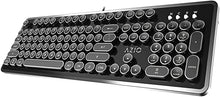 Load image into Gallery viewer, Azio Retro - Wired USB Mechanical Keyboard in Black and Chrome for PC (Blue Switch) (MK-RETRO-01)
