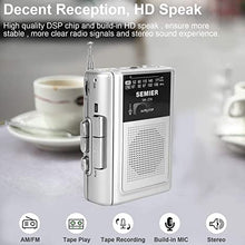 Load image into Gallery viewer, SEMIER Portable Cassette Player Recorder AM FM Radio Stereo -Compact Personal Walkman Cassette Tape Player/Recorder with Built in Speaker and Earphones -Silver
