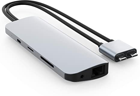 MacBook Pro Docking Station, HyperDrive 10-in-2 USB C Dock, Dual Monitor HDMI 4K@60Hz, 60W USBC Power Delivery, Gigabit Ethernet, Dual USB-C Hub Adapter for M1 MacBook Pro Air, Chromebook, Sliver
