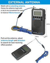 Load image into Gallery viewer, HanRongDa CB Radio Portable VHF FM AM Shortwave with Speaker and Backlit, Air Band Receiver with Extend Antenna and 700mAh Battery, Full Band Digital Radios with Alarm Clock and Sleep Timer HRD-737
