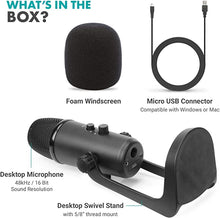 Load image into Gallery viewer, Movo UM700 Desktop USB Microphone for Computer with Adjustable Pickup Patterns Perfect as a Podcast Microphone, Streaming Microphone, Gaming Microphone, and More
