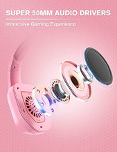 Load image into Gallery viewer, ZIUMIER Z30 Pink Gaming Headset for PS4, PS5, Xbox One, PC, Wired Over-Ear Headphone with Noise Canceling Microphone, LED Flowing RGB Light, 7.1 Surround Sound,Comfortable Earmuffs
