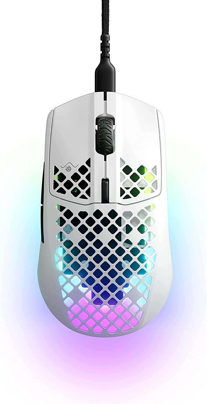 SteelSeries Aerox 3 - Super Light Gaming Mouse - 8,500 CPI TrueMove Core Optical Sensor - Ultra-Lightweight 59g Water Resistant Design - Universal USB-C connectivity - Snow