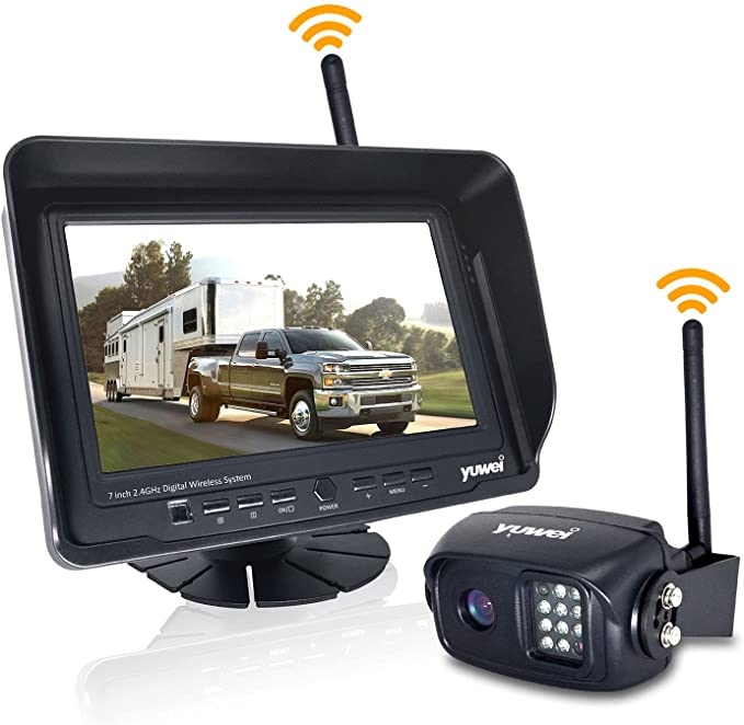 Digital Wireless Backup Camera System Kit, AHD1080P, Wireless Rear View Camera and 7'' LCD Wireless Reversing Monitor for Trailer, RV, Bus, Trucks, Horse-Trailer, School Bus, Farm Machine,etc