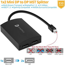 Load image into Gallery viewer, gofanco Prophecy 1x2 Mini DisplayPort 1.2 to Dual DisplayPort Adapter - 2 Port DP MST Hub with Extended Display Mode - 4K @30Hz (for Windows PCs, Not MacOS Compatible), TAA Compliant (PRO-MSTmDP2DP)
