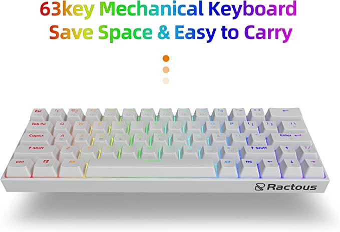 Ractous RTK63P 60% Mechanical Gaming Keyboard Hot Swappable Type-C RGB  Backlit