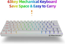 Load image into Gallery viewer, Ractous RTK63P 60% Mechanical Gaming Keyboard Hot Swappable Type-C RGB Backlit PBT keycaps 63Key Mini Compact Keyboard with Full Key Programmable-Black?(Optical Black Switch?
