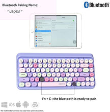 Load image into Gallery viewer, UBOTIE Portable Bluetooth Colorful Computer Keyboards, Wireless Mini Compact Retro Typewriter Flexible 84Keys Design Keyboard (Purple-Colorful)
