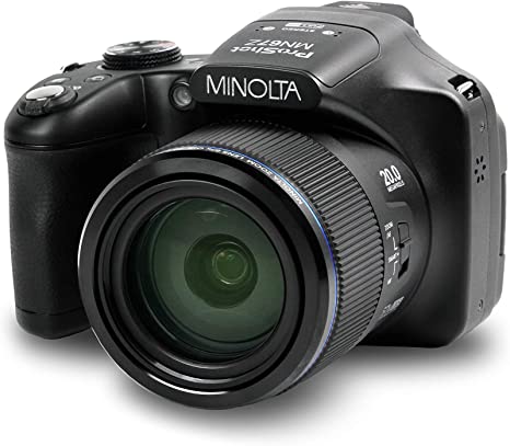 Minolta Pro Shot 20 Mega Pixel HD Digital Camera with 67X Optical Zoom, Full 1080P HD Video & 16GB SD Card, Black